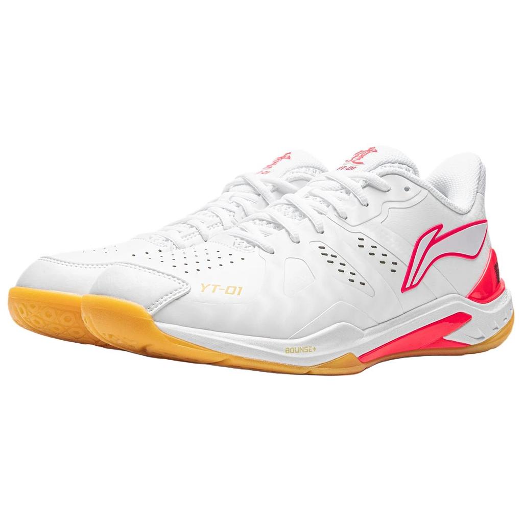 Li Ning Cloud Thunder NEW Synthetic Leather Breathable Rebound Low Top Badminton Shoes Unisex White Crystal Red AYZU017-7