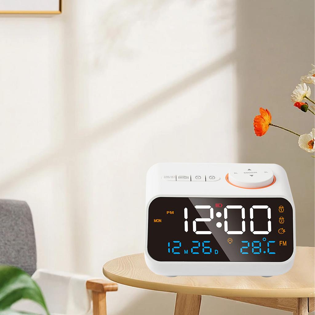Alarm Clock Radio Multifunctional LED Music Timing Rechargeable FM Radio Alarm Clock for Home