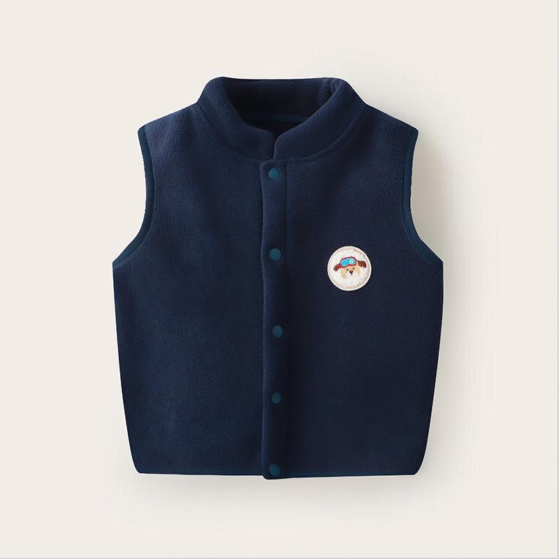 

Детский жилет с рисунком щенка, верхняя одежда для девочек и мальчиков, пальто, весенне-осенняя детская одежда, утолщенный бархатный кардиган для младенцев, жилеты, новые 130 темно-синий