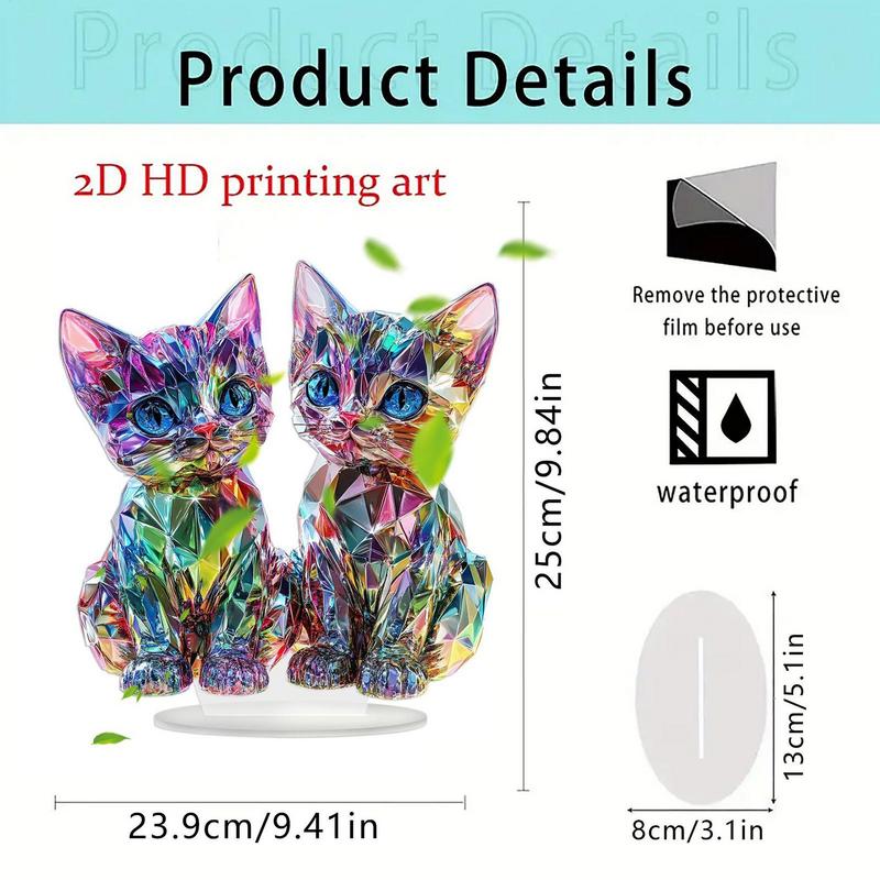 Statuetta di Gatto Colorata Ornamenti Miniatura di Gatto Colorato Sculture di Gatto Acrilico 2D Decorazione per la Casa Scultura di Animale a Colori Per Gatto