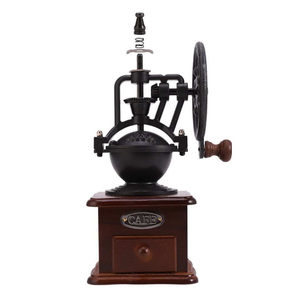 Wood Coffee Mill Burr Hand Cranked Coffee Grinding Machine Vintage Coffee Bean Grinder  Gift
