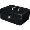 Cash Box and Coin Dispenser - Black Lacquered Finish Steel - Key Security Lock - 20 X 16 X 9 Cm