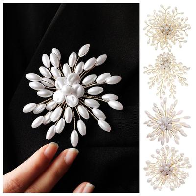 Elegant Imitation Pearl Flower Brooch Exquisite Banquet Clothes Pin Luxury Sense Brooch  Daily