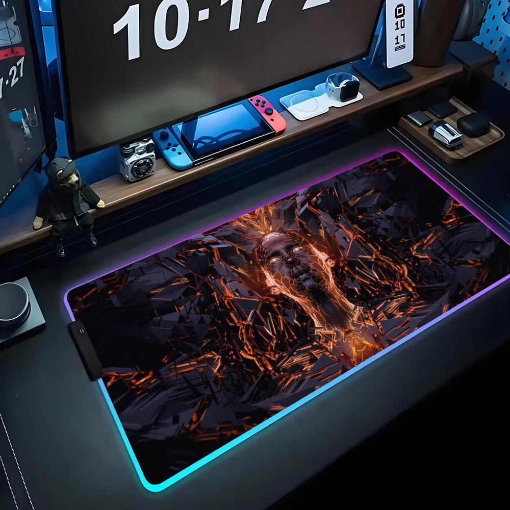 AI art painting Mouse Pad RGB Gaming Mousepad Big LED Pad PC Desk Mat Luminous Mouse Pad Large Keyboard Mats Table Rug With
