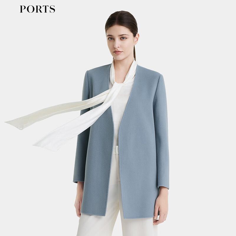 

PORTS Женское пальто без воротника с поясом из шерсти и кашемира L