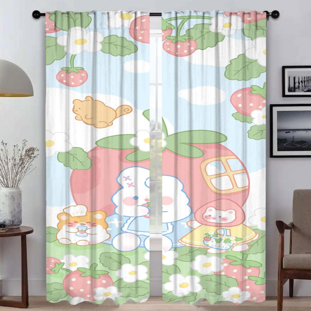 Cute Kitchen Curtains for Living Room Shades Window Curtain Home Interior Curtains 2 Pieces Tulle for Bedroom Partition Blackout
