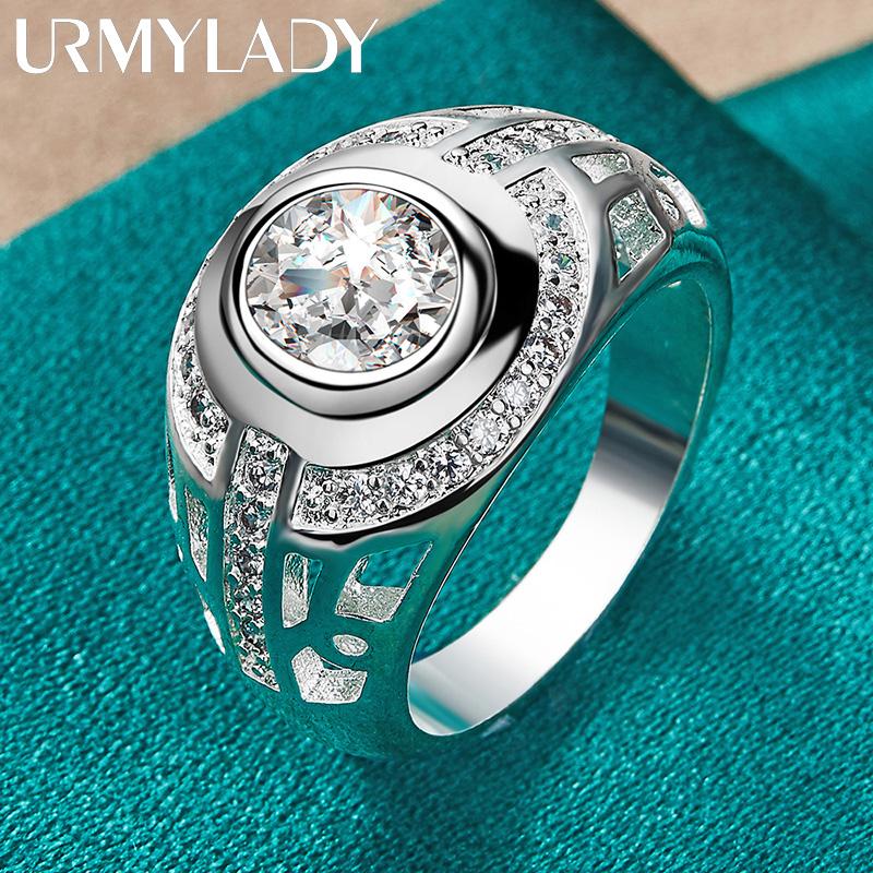 Orologio URMYLADY Argento Sterling 925 Zircone Rotondo Anello 6-10 Per Donne Gioielli Moda Charm