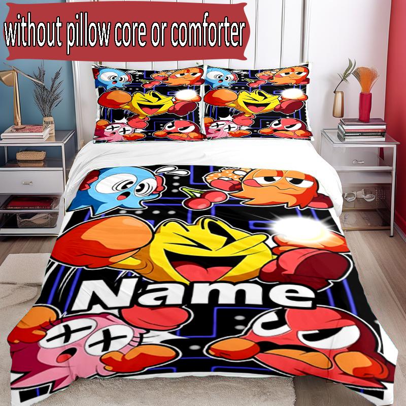 3pcs Duvet Cover Set (1*Duvet Cover + 2*Pillowcase, Without Core), Custom Name PAC Pattern Bedding Set, Home Bedroom Decor Gift