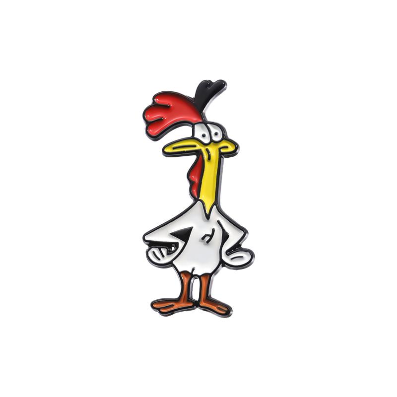 Cartoon Manga Enamel Pins Custom Cute Rooster Cow Brooches Lapel Badges Animal Jewelry Gift for Kids Friends