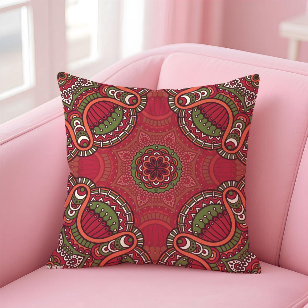 The Splendid Mandala Flower Design Cushion Cover Pillow Case Soft Skin Friendly Fabric Concealed Zipper