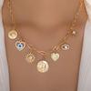 Devil Eye Heart Chain Necklace With Alloy Pendant And Geometric Star Design For Girls