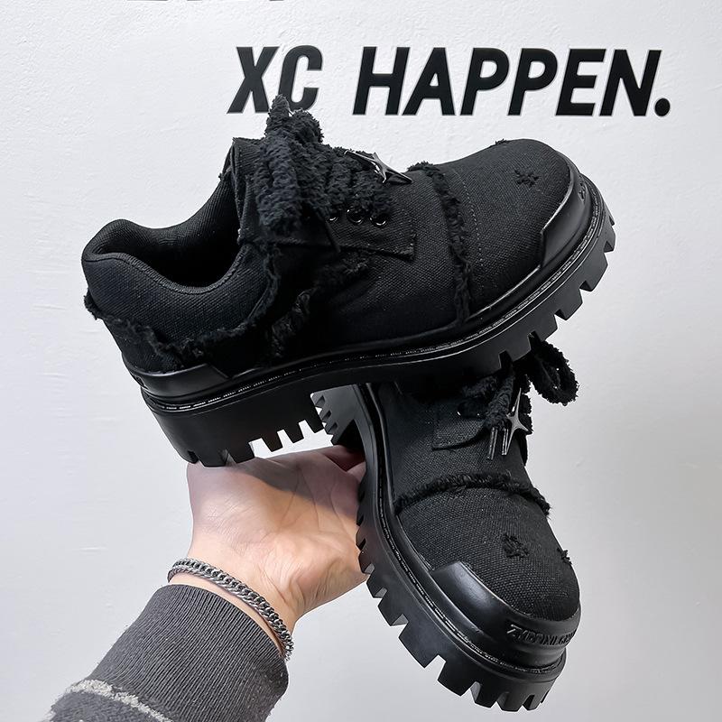 Herrenschuhe 2024 Herbst Trend Board Schuhe weiche Sohle atmungsaktiv schwarz britische Herren Freizeitsport Lederschuhe 78666-A