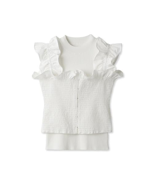 FRAY Shirred Blouse Set Knit FWNT241127 White I.D. Women's
