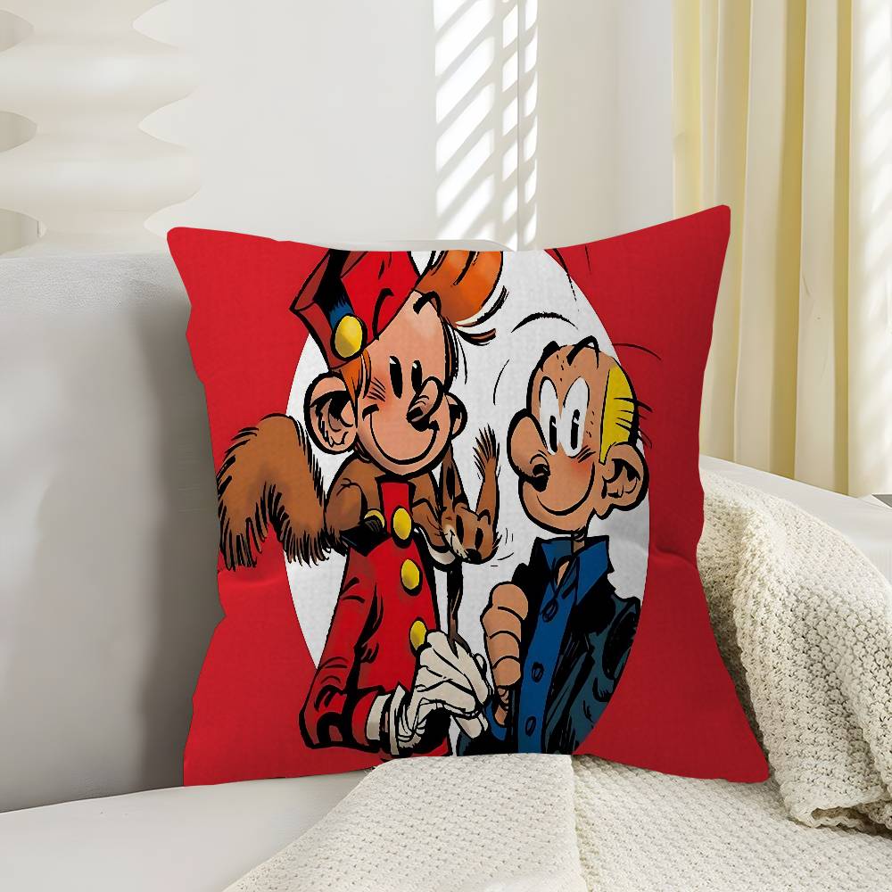 Comic S-Spirou E-Et F-Fantasio Decorative Room Aesthetics Pillow Case Home Decor Bedroom Sofa Bed Couch Pillow Cover 45X45