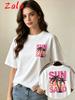 Sun Salt Sand Tree Beach Graphic Unisexs Tshirt Soft Crew Neck Female Top Tee Summer Casual Short Sleeved Unisexs Clothing