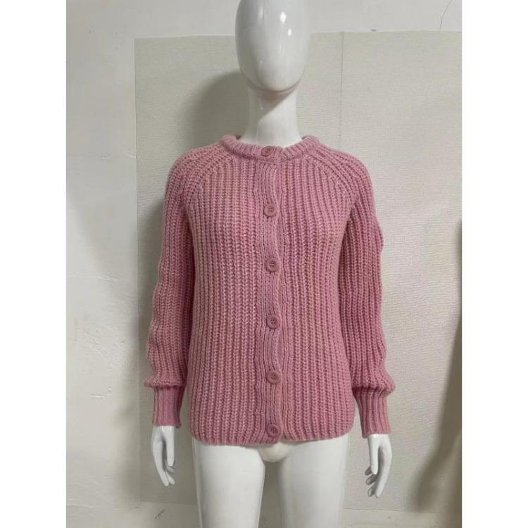 

Женский кардиган крупной вязки свободного кроя однотонный с длинным рукавом свитер в стиле ленивый ветер S розовый