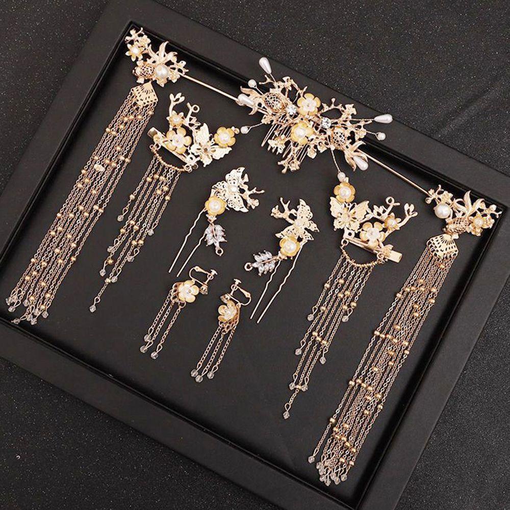 Hair Comb Pearl Tassel Hair Stick Chinese Hairpin Set Hairstyle Design Tool Women Hair Accessories