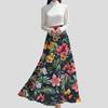 Spring Summer Women's Bohemian Printed Skirt High-Waist A-Line Long Floral Skirt