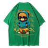 Cotton Fashion Bear Pattern Printed Men's T Shirt Round Neck Loose Tops Breathable Comfortable Casual Oversized Women Clothing