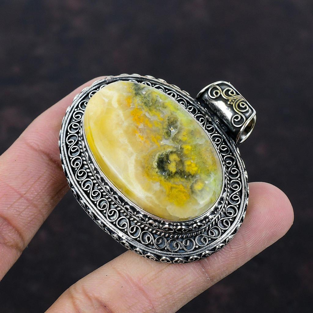 Bumble Bee Jasper Pendant Vintage Pendant Handmade Jewelry 925 Sterling Silver Pendant Gemstone Jewelry Latest Design Pendant Gift For Women