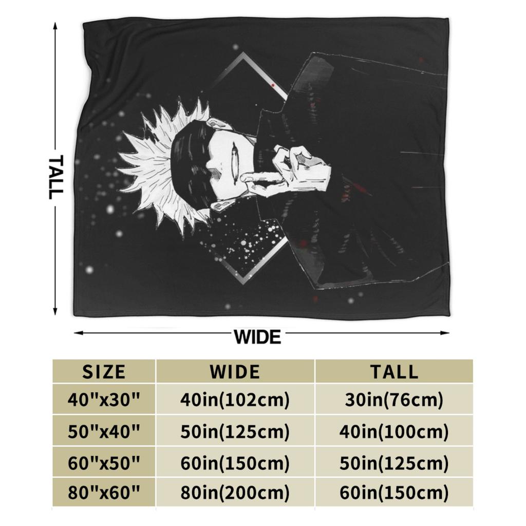 Satoru Gojo Flannel Blankets Jujutsu Kaisen Anime Manga JJK Throw Blankets for Bed Sofa Couch Bedspread,