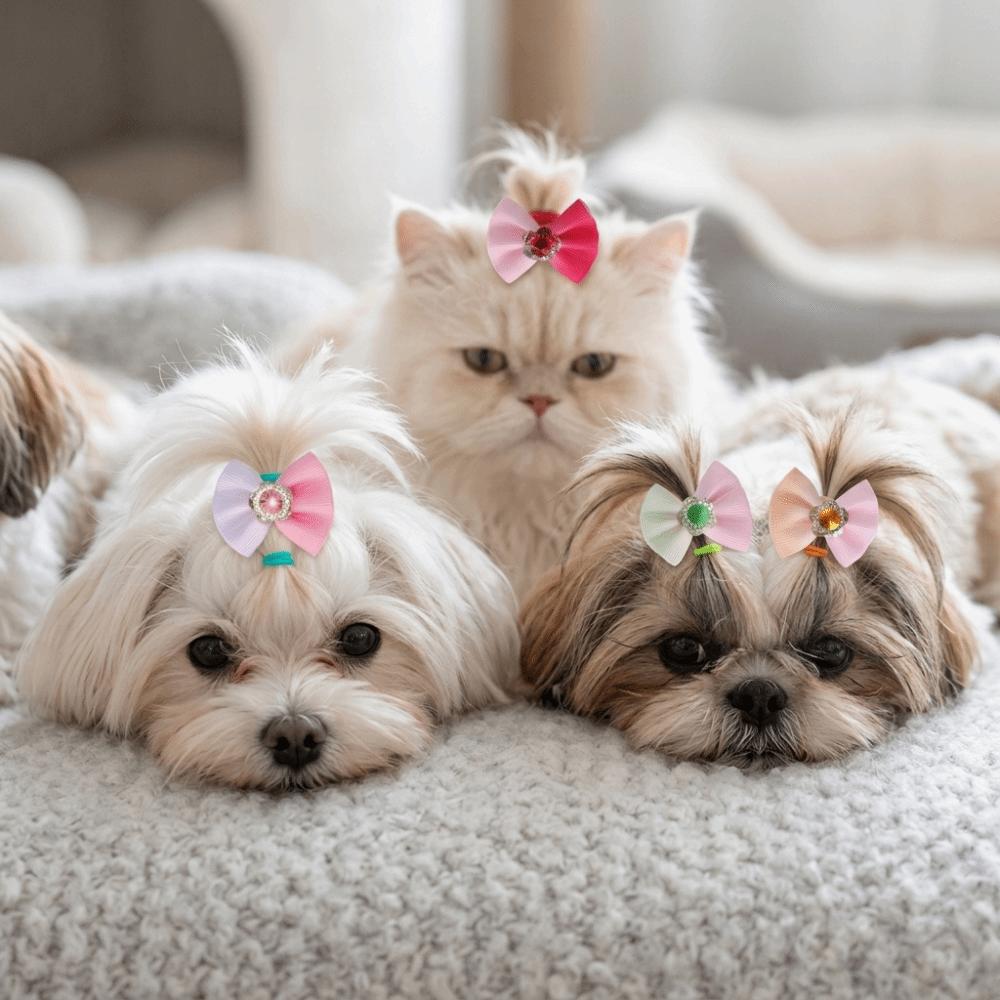 24Pcs Multi Colors Dog Hair Bows Small Size Puppy Hair Bows  Pet Holiday Ornament