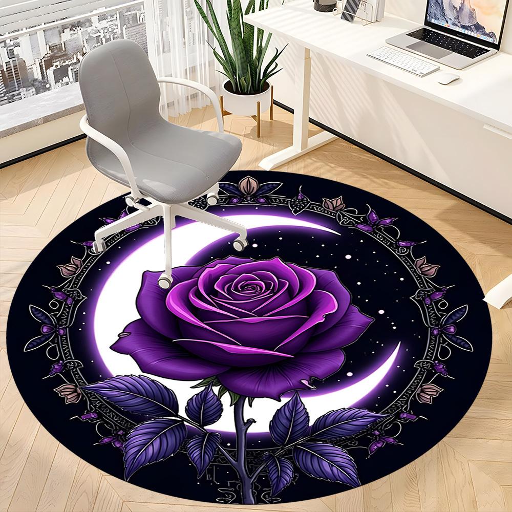 1pc Purple Rose Decorative Chair Carpet for Office  Machine Washable Rug for Office,  Good Gift for Family or Friends yy251225239