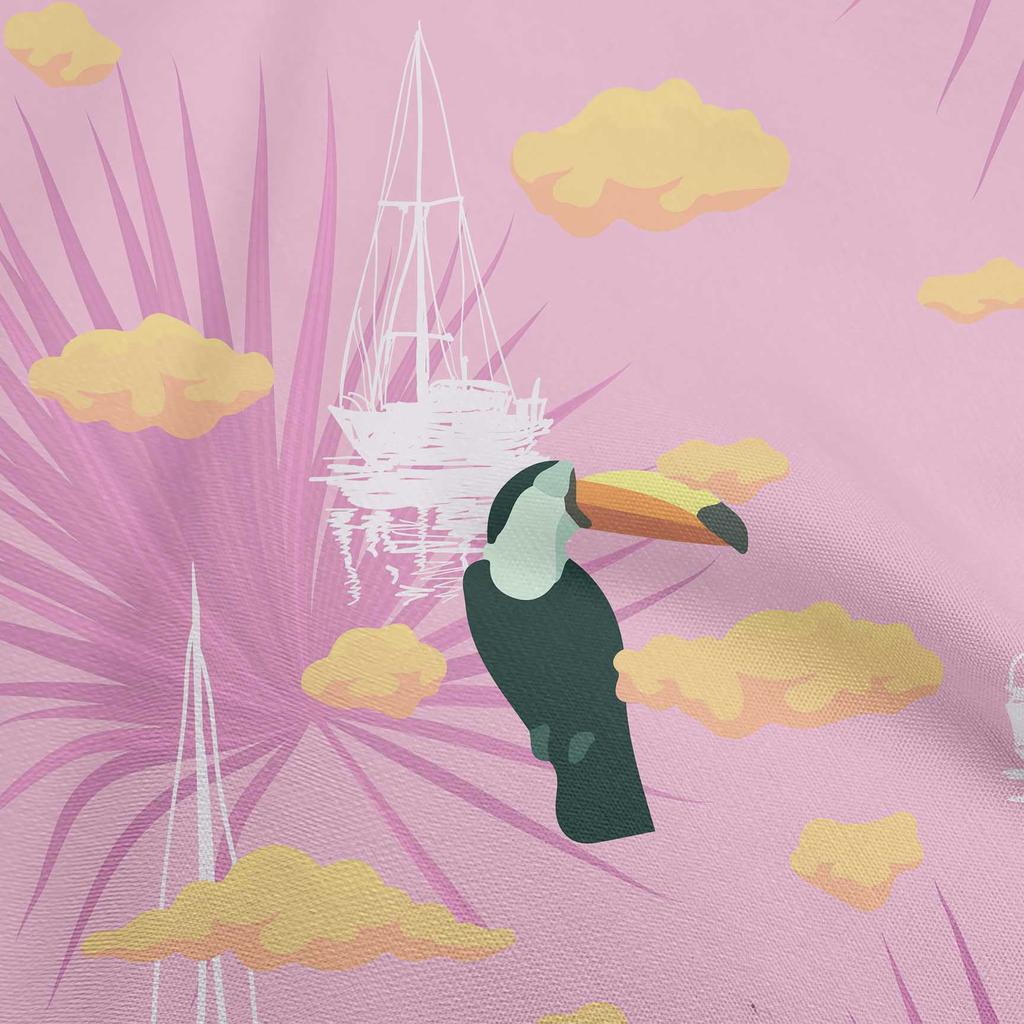 oneOone Cotton Flex Dusty Teal Green Fabric Tropical Toucan Bird With Clouds Diy Clothing Quilting Fabric Print Fabric By Yard 40 Inch