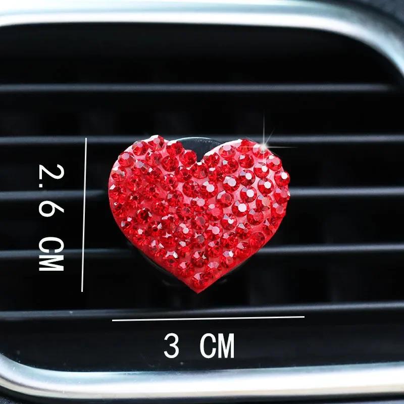 Car Air Outlet Perfume Clip Heart-shaped Rhinestone Car Air Conditioning Air Vent Decoration Perfume Clip Auto Accessories