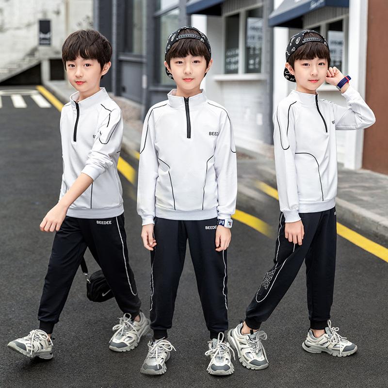 

Весна-Осень, корейская версия спортивного свитера для мальчиков-подростков, детская модная толстовка с надписью + брюки, 2 шт., детский спортивный костюм для детей 4-12 лет