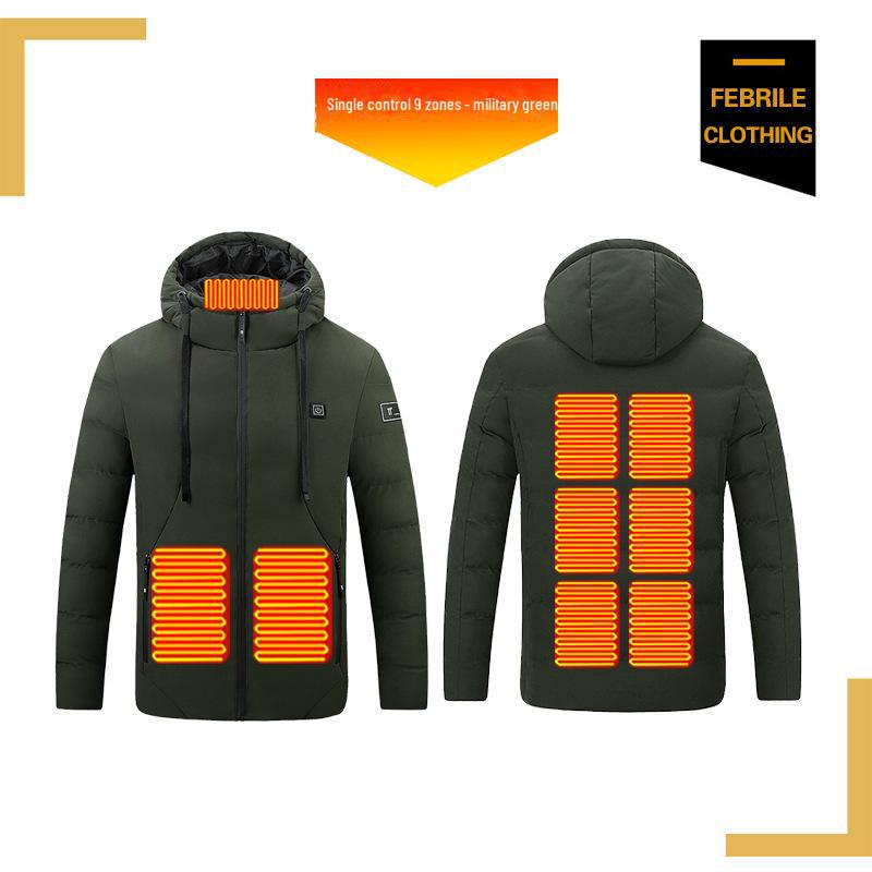 

Розумна куртка з підігрівом для літніх пар: З капюшоном, з постійною температурою, електричне опалення бавовна. 6688 single control 9 zones; L