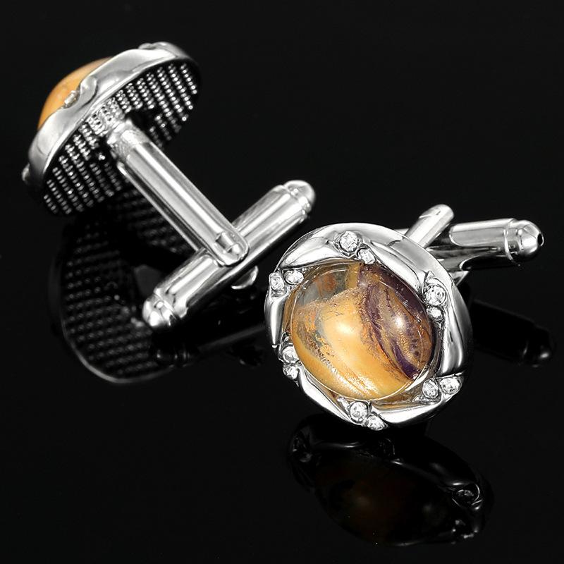 

Мужской деловой костюм, формальные рубашки, пуговицы на круглых манжетах, модные запонки с украшением из страз и стекла, роскошный циркон, подарок для папы