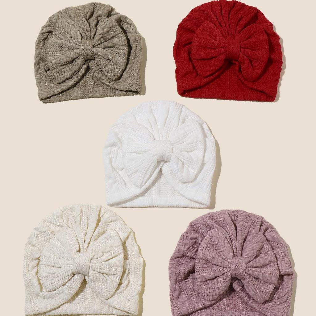 Four Seasons Newborn Bow & Headscarf Hat - Cute, Protective Baby Fontanelle Hat