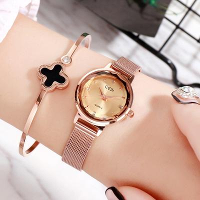 Watch for Female Students, Rose Gold, White, Simple, Stylish, Stylish, Waterproof, Women's Quartz Watch
