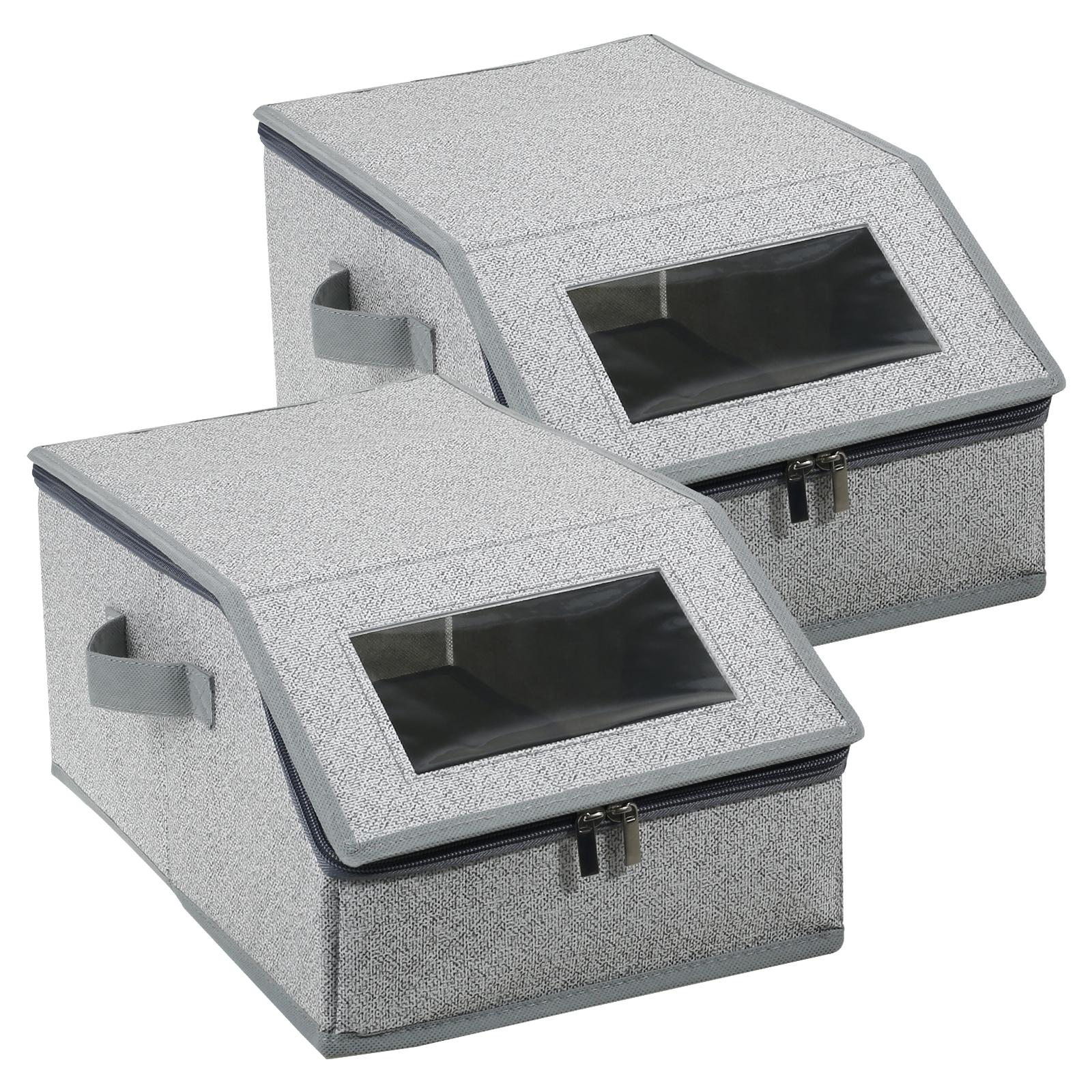 

2 Pcs Stackable Hat Storage with Lid and Clear Window Large Capacity Hat Organizer Total Holds Up to 24 Caps for Home Storage