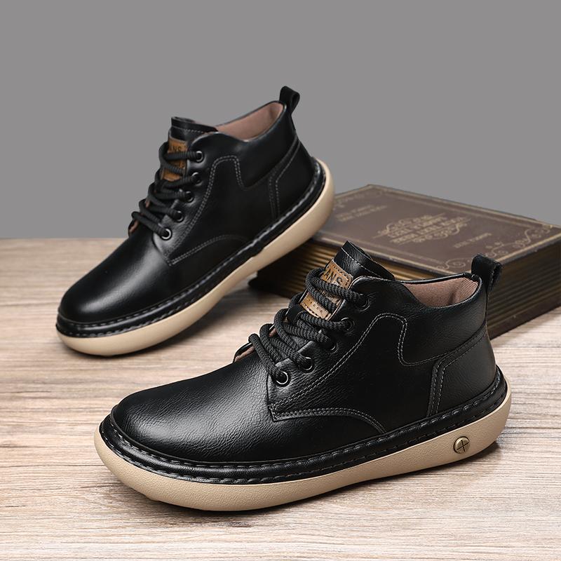 Men Boots Winter High Top Leather Shoes Fashion Shoes Fashion Ankle Boots Business Casual Outdoor Shoes Male Sneakers New