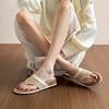 2025 New French Holiday Style Slippers Women's Summer Wear Beautiful Straw Soft Bottom Not Tired Foot Slope Heel Flip-flops