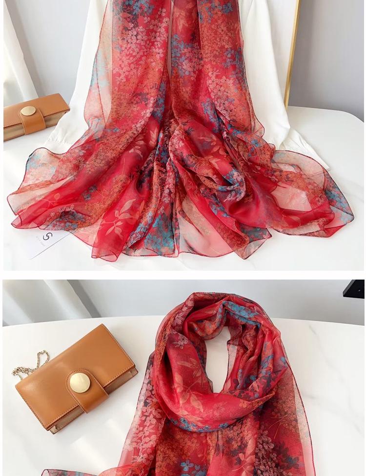 Damen-Schal mit Aufdruck aus langer Eis-Seide - Ultraleicht, Ganzjahres-Gaze-Stil für Frühling & Herbst