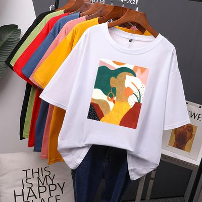 T-shirt Vintage Stampata a Maniche Corte Donna Cotone Girocollo Magliette Femminili Estetica Chic Magliette Grafiche