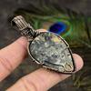 Natural Malinga Jasper, Moonstone Gemstone Copper Wire Wrap Pendant 2.84" m5U54
