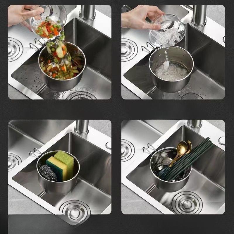 Kitchen Sink, Stainless Steel Draining Basket, Sink, Vegetable and Fruit Basket, Storage Chopstick and Spoon Basket, Can Be Hung