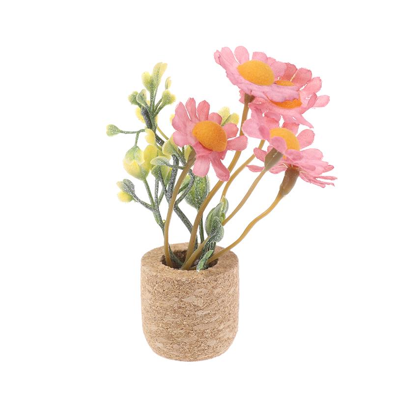 1/12 Dollhouse Simulation Daisy Plants Potted Model Doll Home Miniatur Flower Decor Toy Micro Landscape Garden Plants Ornament