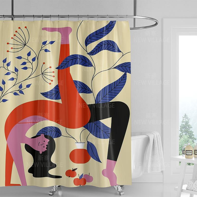 Mystischer Böhmischer Katze Duschvorhang - Blaue Katze mit Grünen Augen, Sonnen & Symbole, Fügt Einzigartige Magische Note hinzu, Hochwertiger Stoff