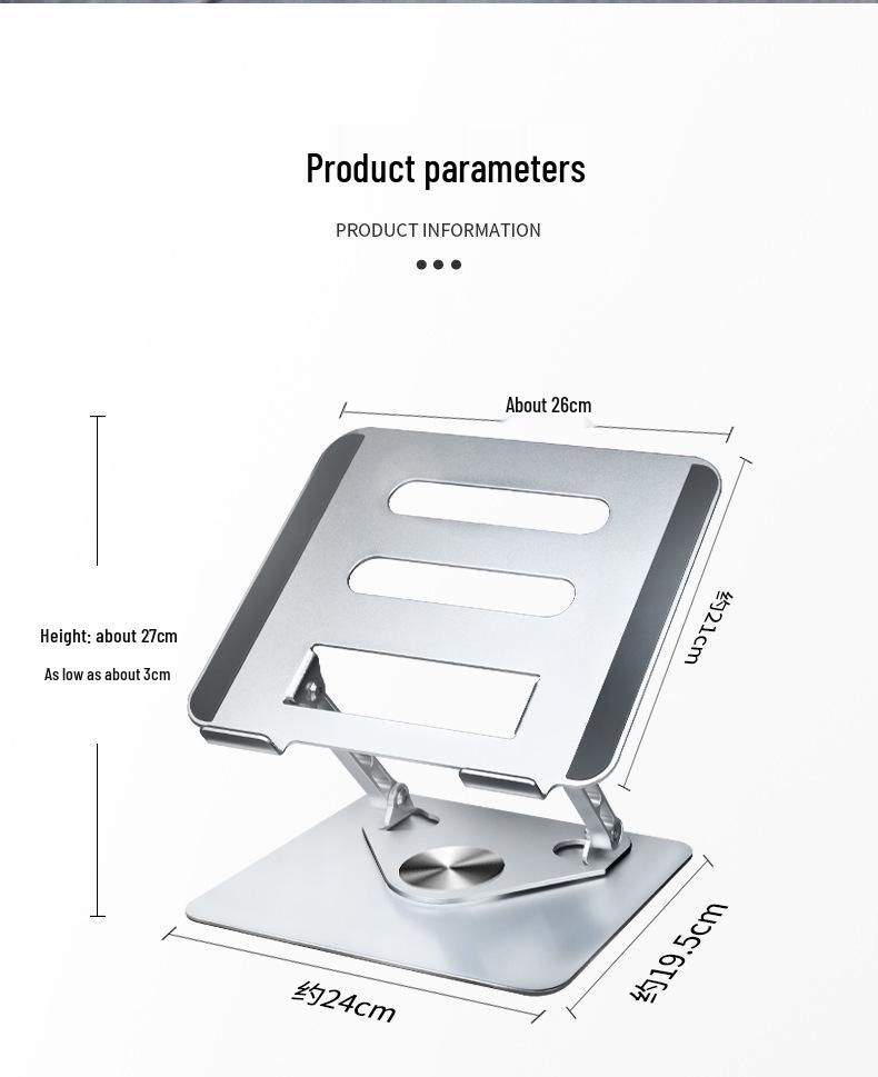 Adjustable Portable Laptop Stand with Rotating Heightening Cooling Feature