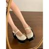 Korean version of Internet celebrity small leather shoes women's spring and autumn with skirt thick heel single shoes temperament Mary Jane shoes