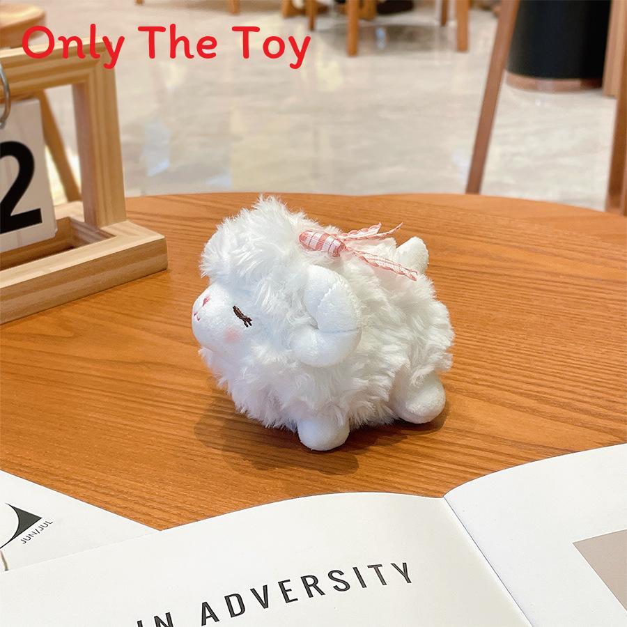 Cute Soft Sheep Keychain With Bow Plush Bag Charm For Kids And Women розовый