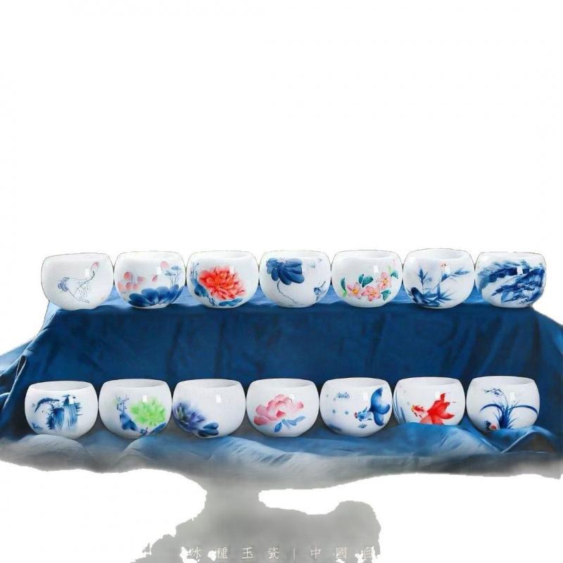 Hand-painted Ice Jade Porcelain Master Ceramic Tasting Kung Fu Set Single Tea Cup Gift