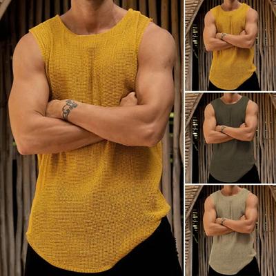 Herren Sommerweste Rundhals Ärmellose Strickweste Einfarbig Loose Fit Bodybuilder Gym Camisole Streetwear