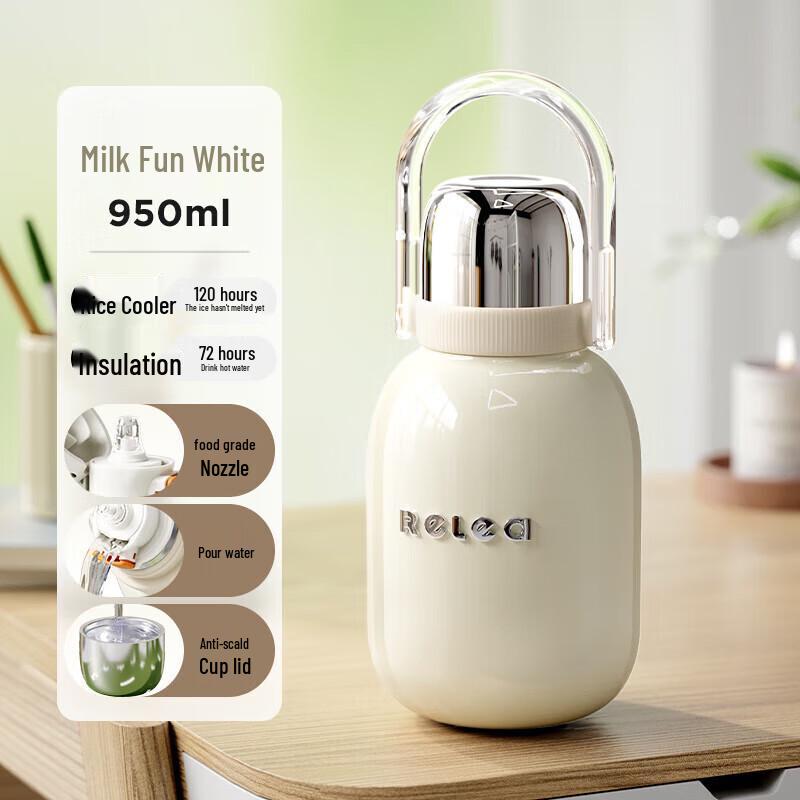 RELEA 950ML 316L Stainless Steel Insulated Straw Water Bottle