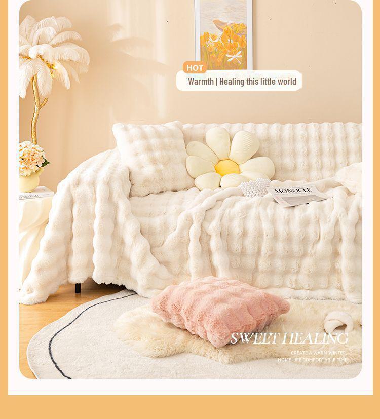 Copridivano in Peluche Antiscivolo, Copertura Totale, Ispessito per l'Inverno, Universale per Tutte le Stagioni